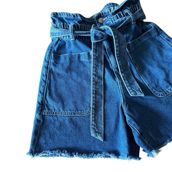 Zara High Waist Paperbag Denim Shorts with Belt Size 2 - Picture 6 of 11